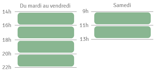Livraison en semaine de 13h à 21h et le samedi de 9h à 17h